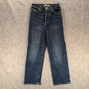 Levis Jeans Womens 26 Ribcage Straight Ankle Blue High Rise Denim Medium Wash